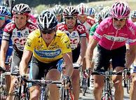 Basso, left, and Ullrich, right, flank Lance Armstrong in the 2005 Tour